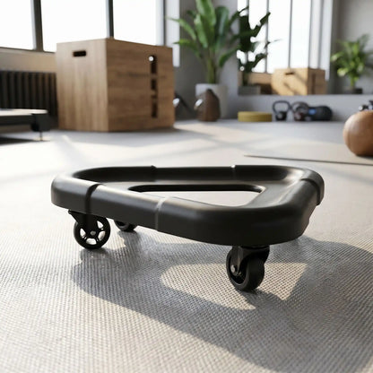 Roue abdo modèle de couleur noir sur un tapis de gym