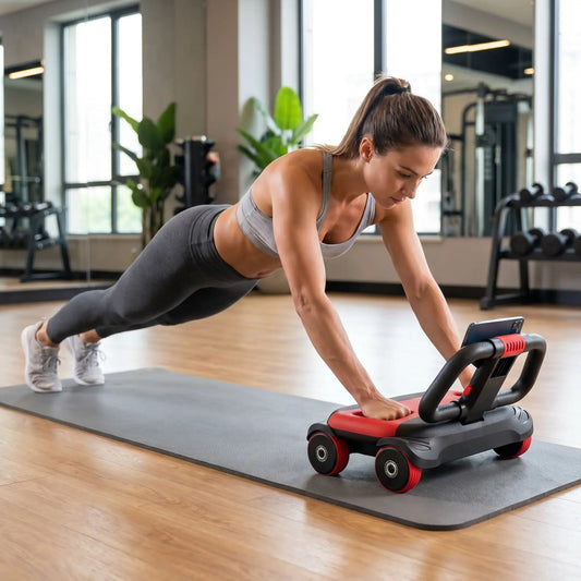 Roulette abdo une personne utilisant l'appareil dans un environnement d'entraînement fitness public