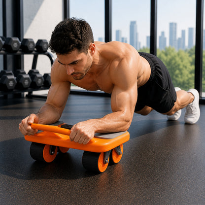 Roulette abdos une personne utilisant l'outil au gym