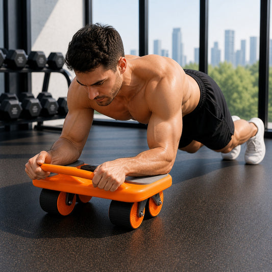 Roulette abdos une personne utilisant l'outil au gym