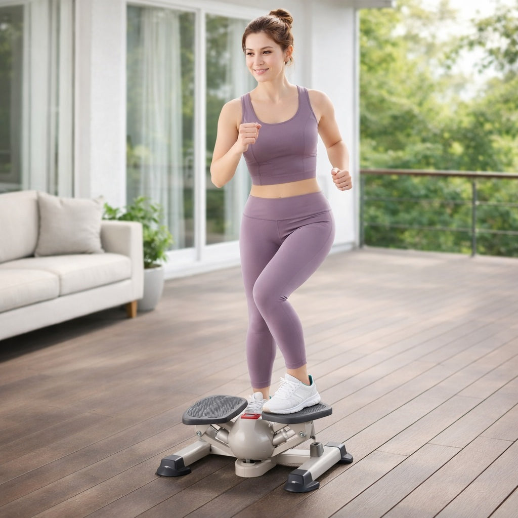 Stepper-entrainement-femme-sur-la terrasse