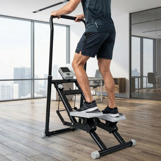 Stepper on une personne faisant une séance d'exercice au bureau