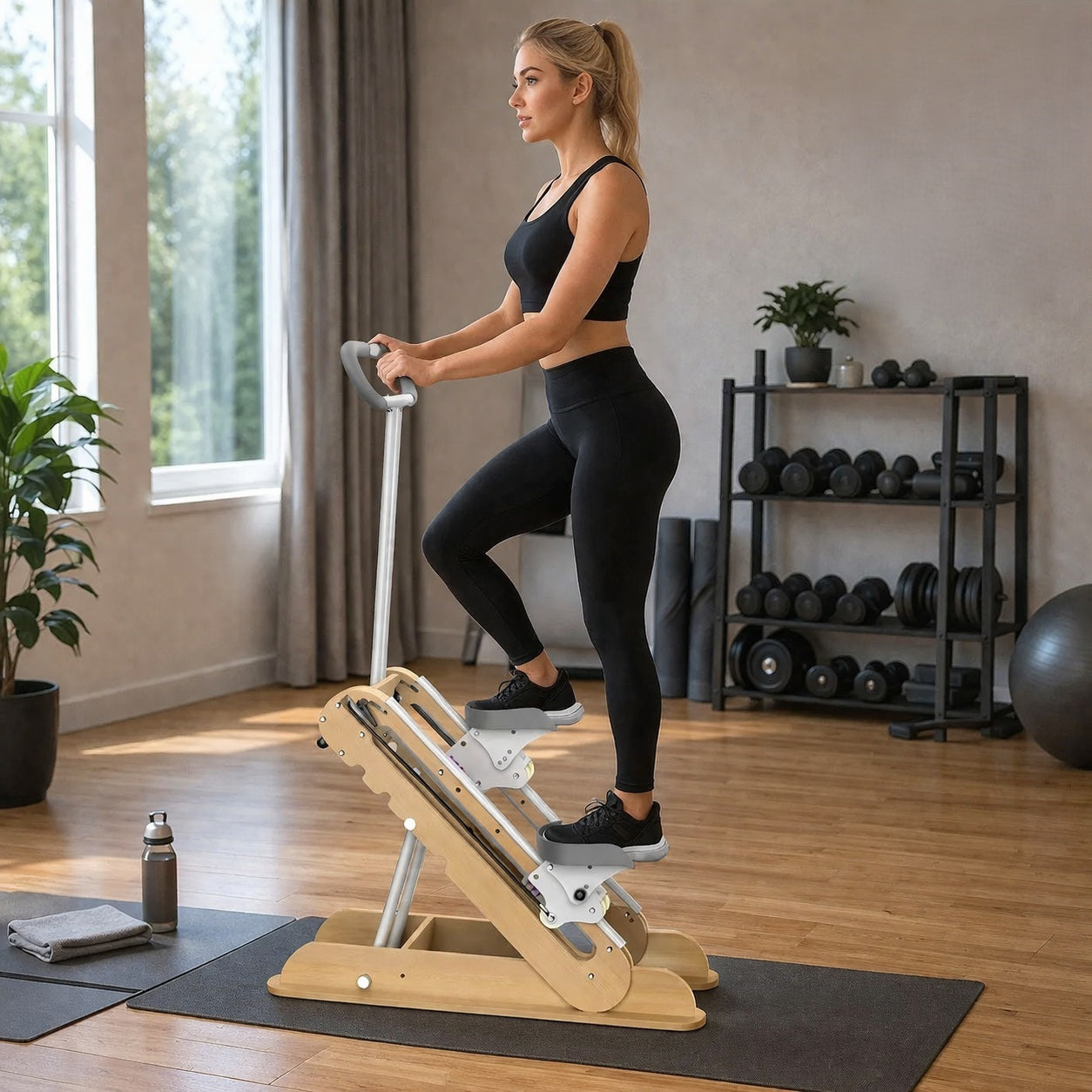Stepper on une personne utilisant l'appareil compact 