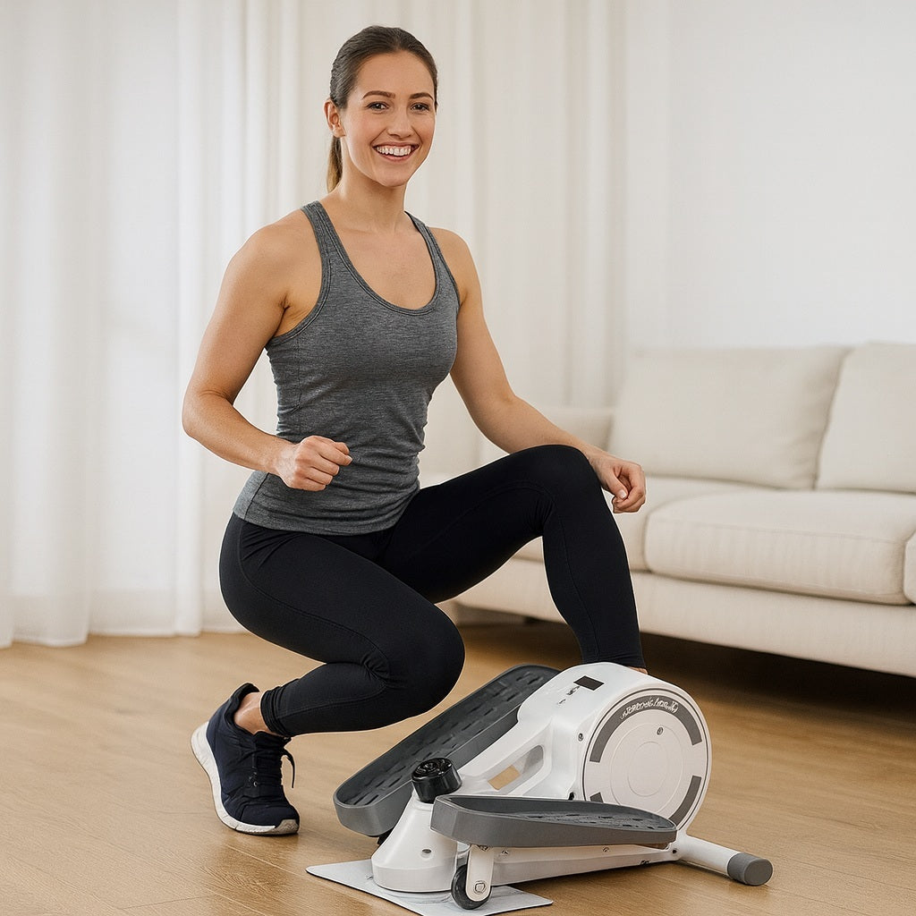 Stepper up femme souriante salon