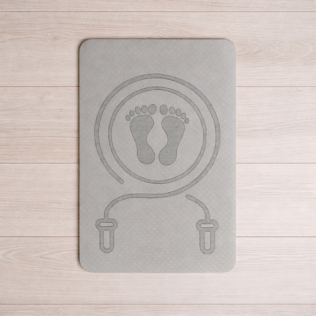 Tapis de sport de couleur gris sur le plancher