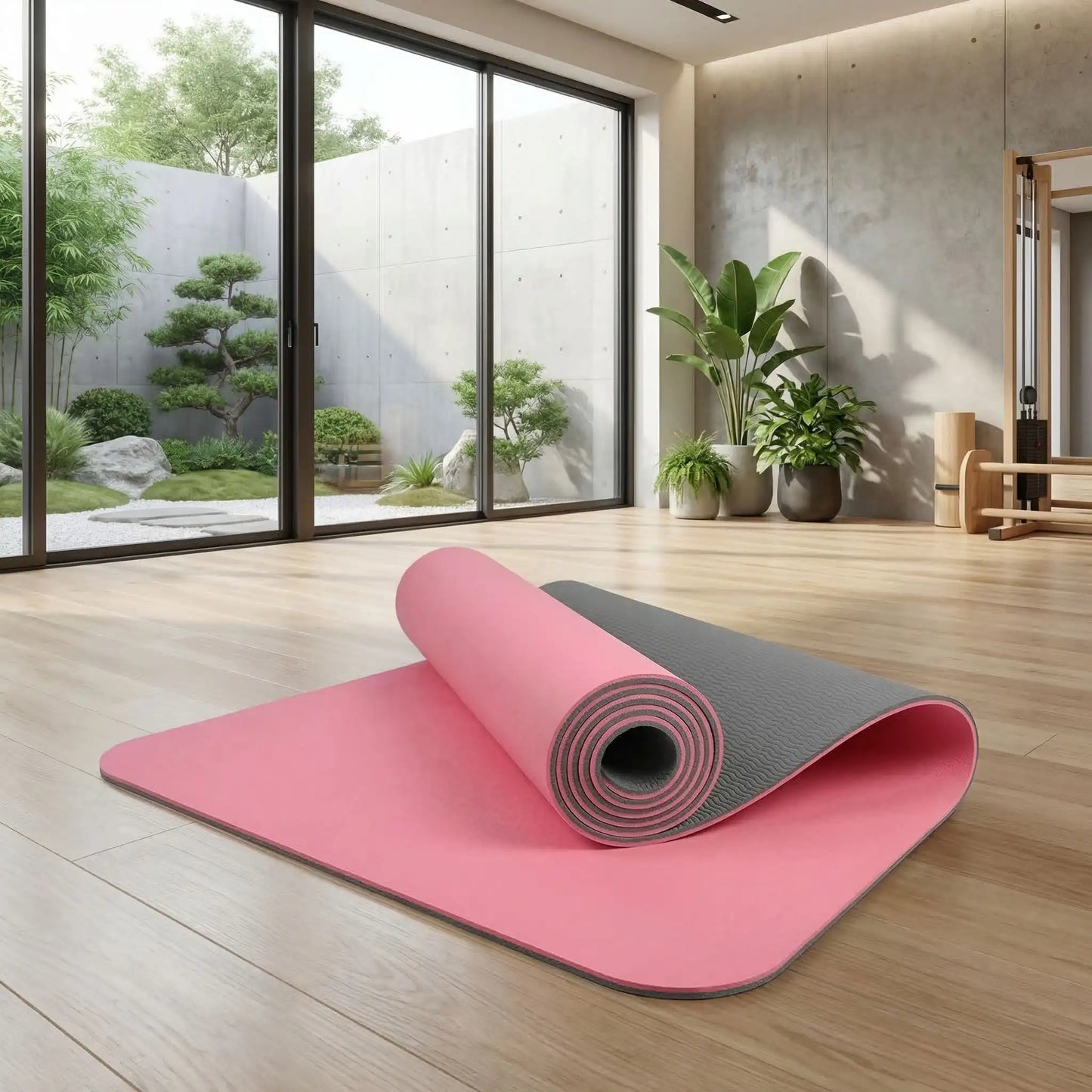 Tapis de sport modèle rose et noir