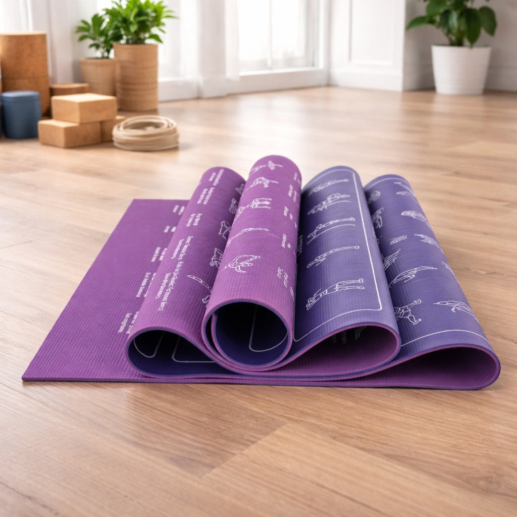 Tapis de yoga pour voyage double faces de repères visuels