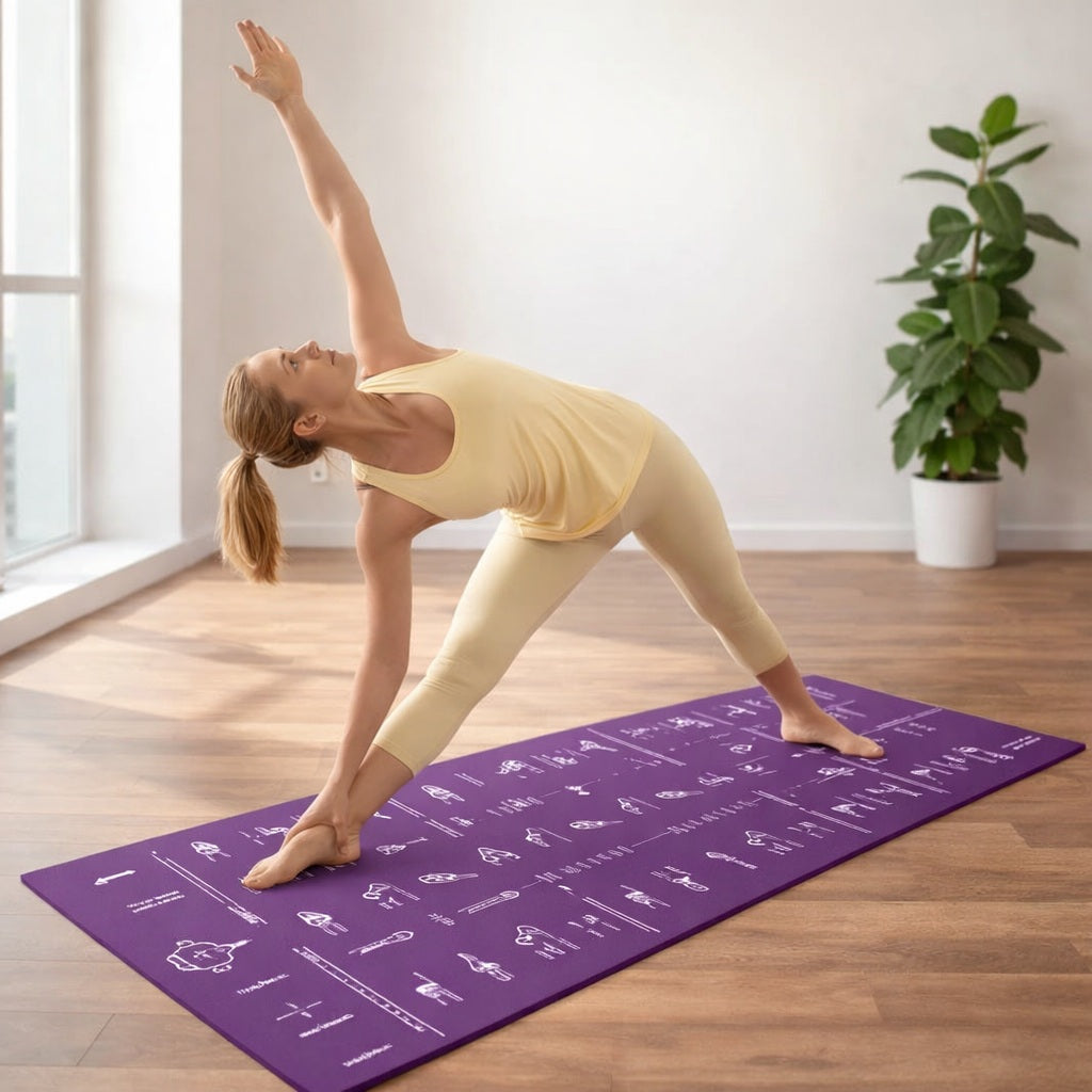 Tapis de yoga pour voyage une personne en posture du triangle