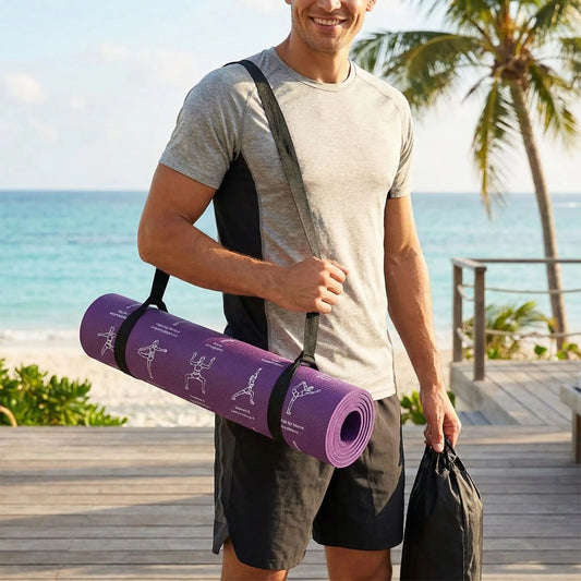 Tapis de yoga pour voyage une personne en vacance tenant son tapis