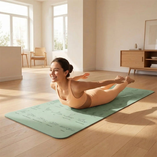 Tapis de yoga une personne en posture de la sauterelle