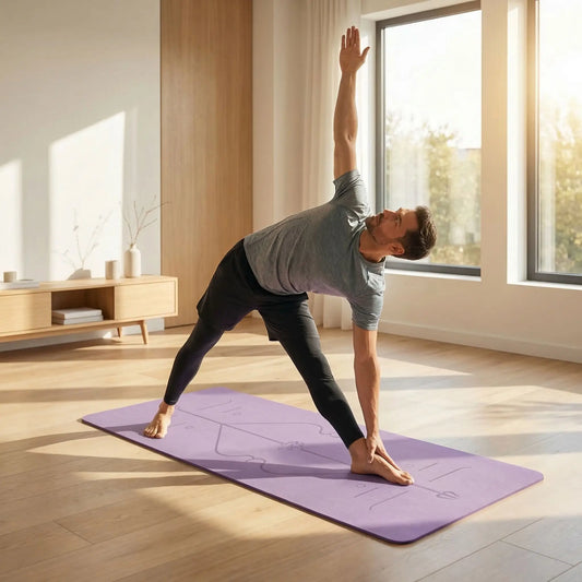 Tapis de yoga une personne en posture du triangle
