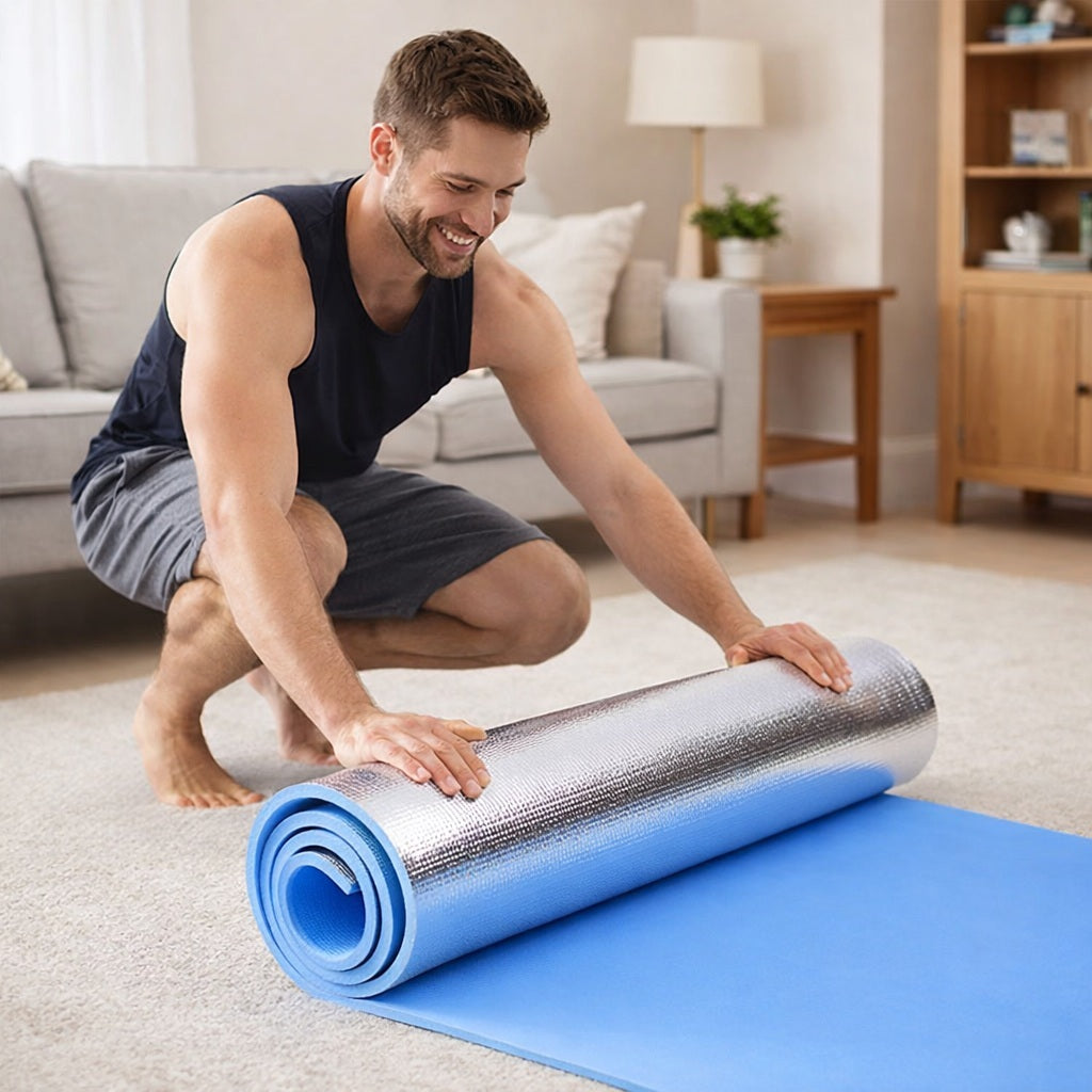 Tapis gym un homme heureux de sa séance