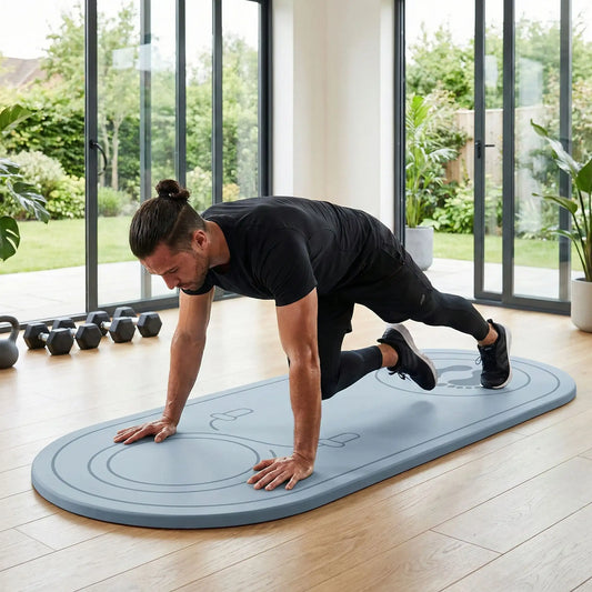 Tapis pour gym un homme s'entraîne