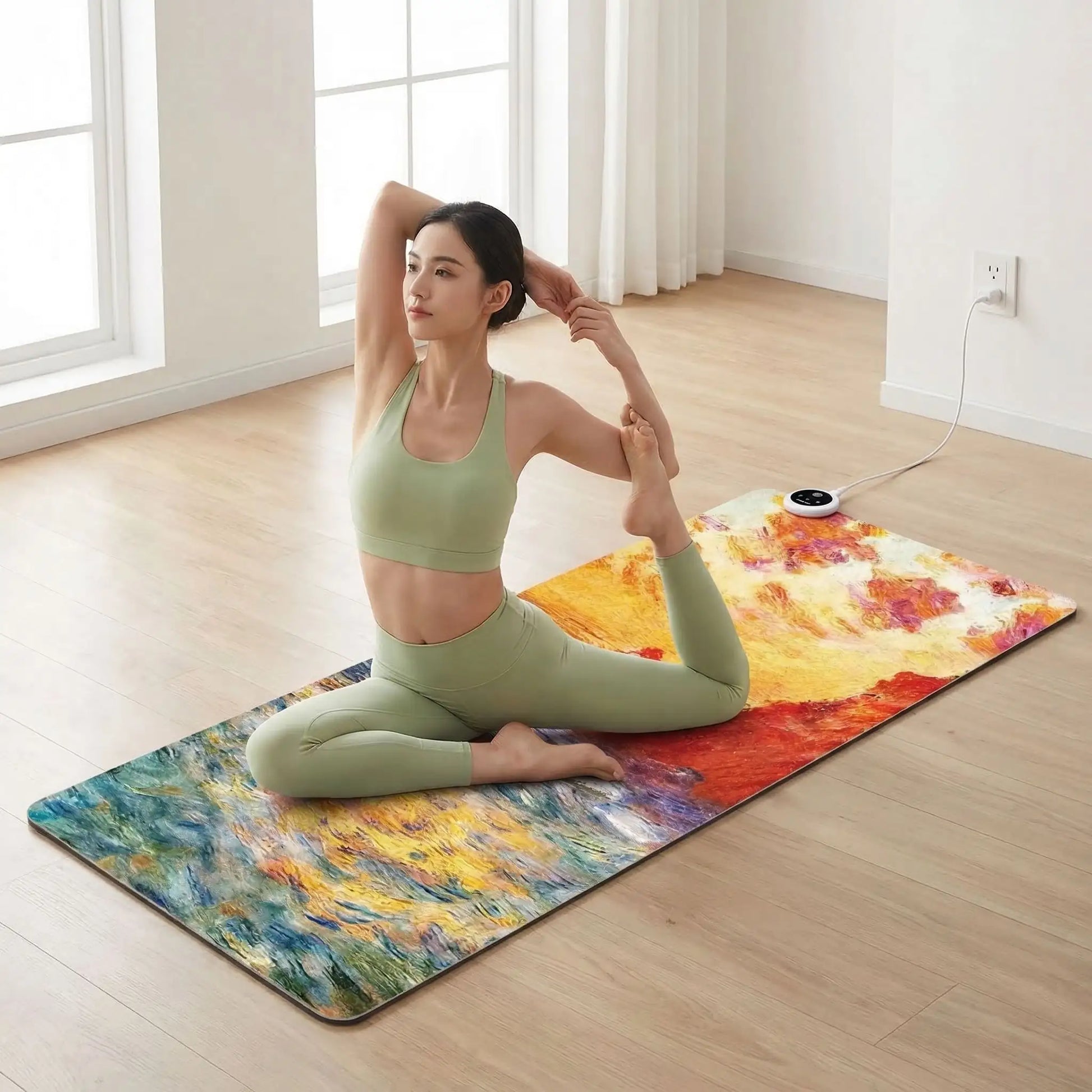 Tapis pour le yoga une personne faisant la posture de la sirène
