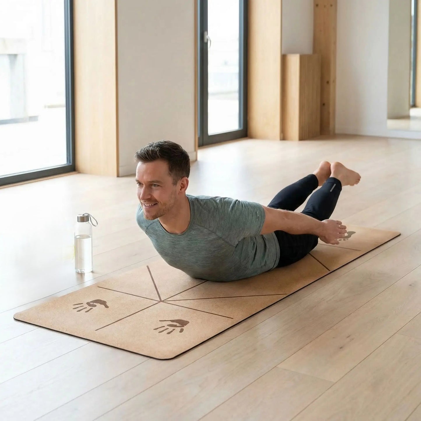 Tapis yoga une personne placé en posture de la sauterelle