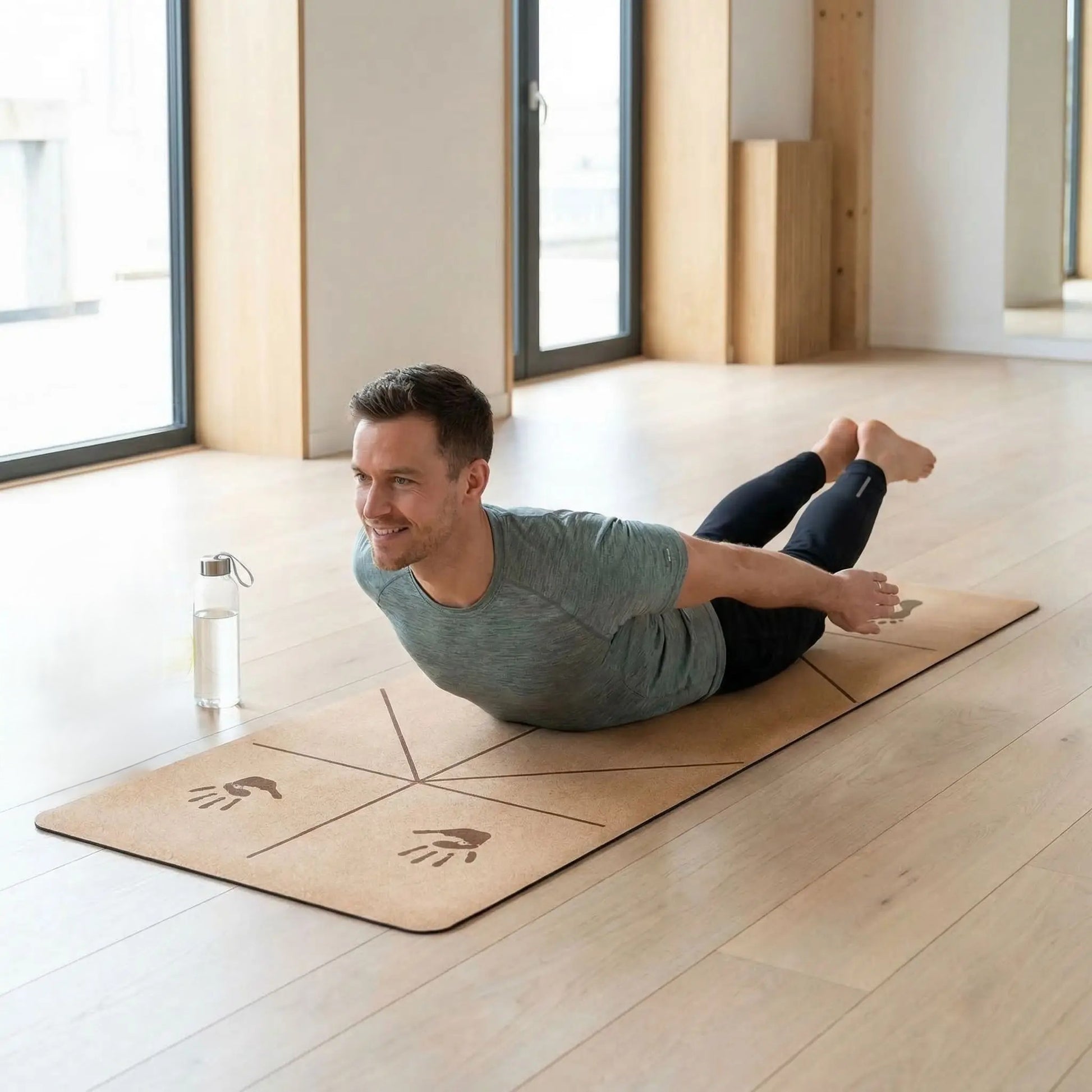 Tapis yoga une personne placé en posture de la sauterelle